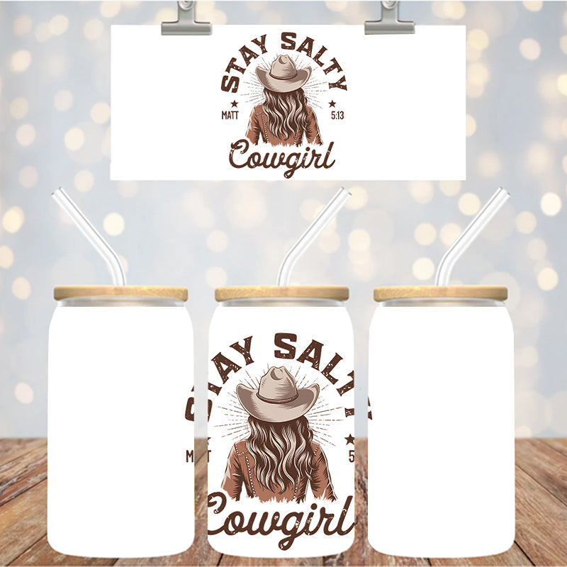 4" Decal Uvdtf Wrap Stay Salty Cowgirl D154