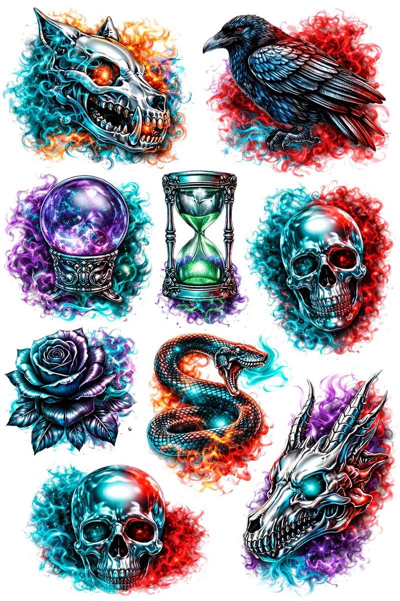 UVDTF 9.5 x 14 Element Sheet Neon Gothic Mystical Elements 928