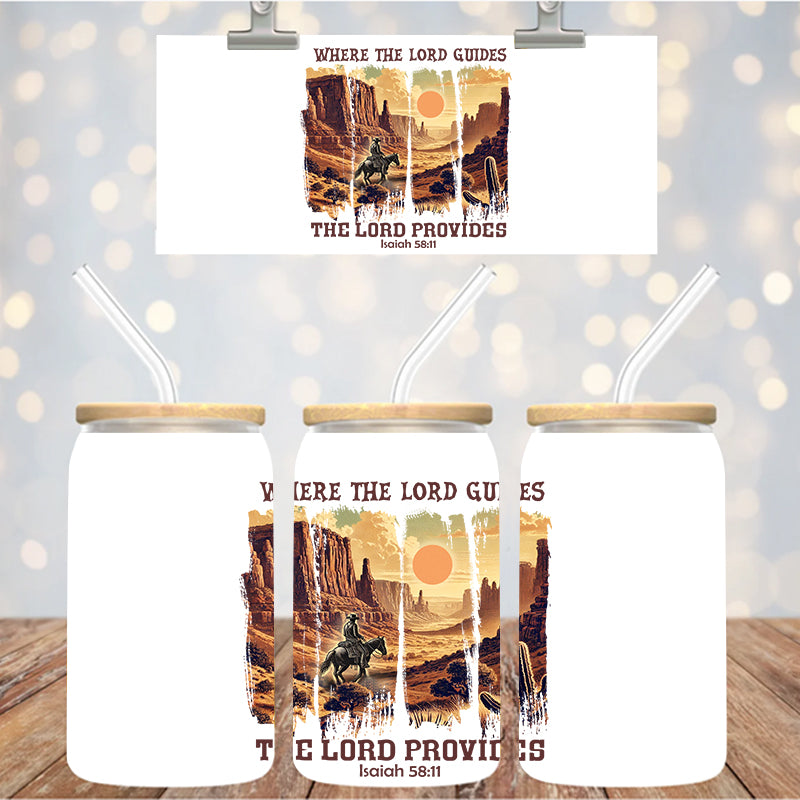 4" Decal Uvdtf Wrap Where the Lord Guides the Lord Provides D155