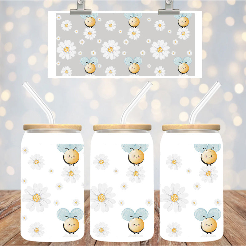 16 oz Uv Dtf Cup Wrap Bees floral 1300