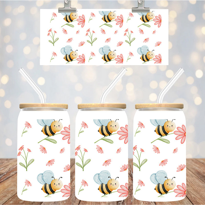 16 oz Uv Dtf Cup Wrap Bees Floral 1250