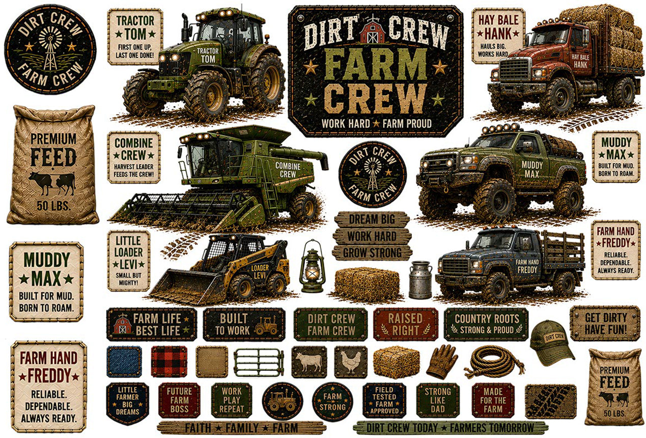 Dirt Crew Collection | UVDTF 9.5 x14 Element Sheets