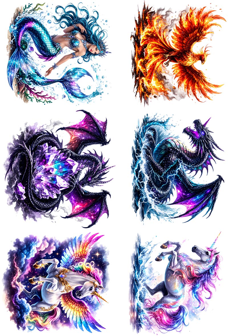 UVDTF 9.5 x 14 Element Sheet Mythical Fantasy Creatures 1054