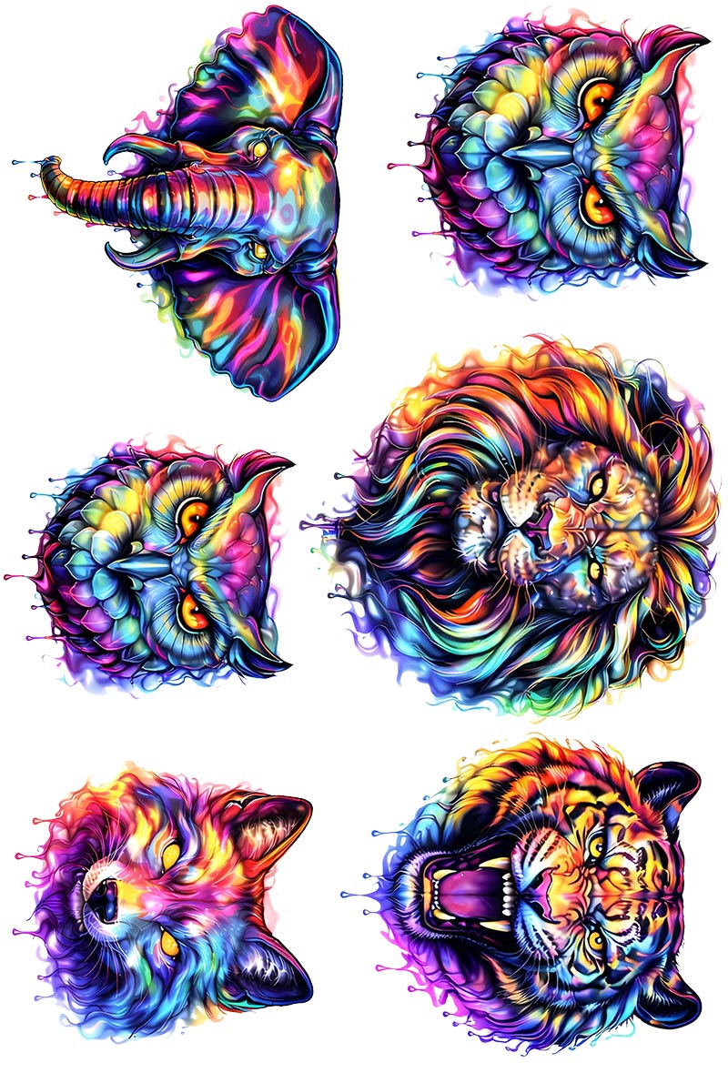 UVDTF 9.5 x 14 Element Sheet Rainbow Wildlife 1051
