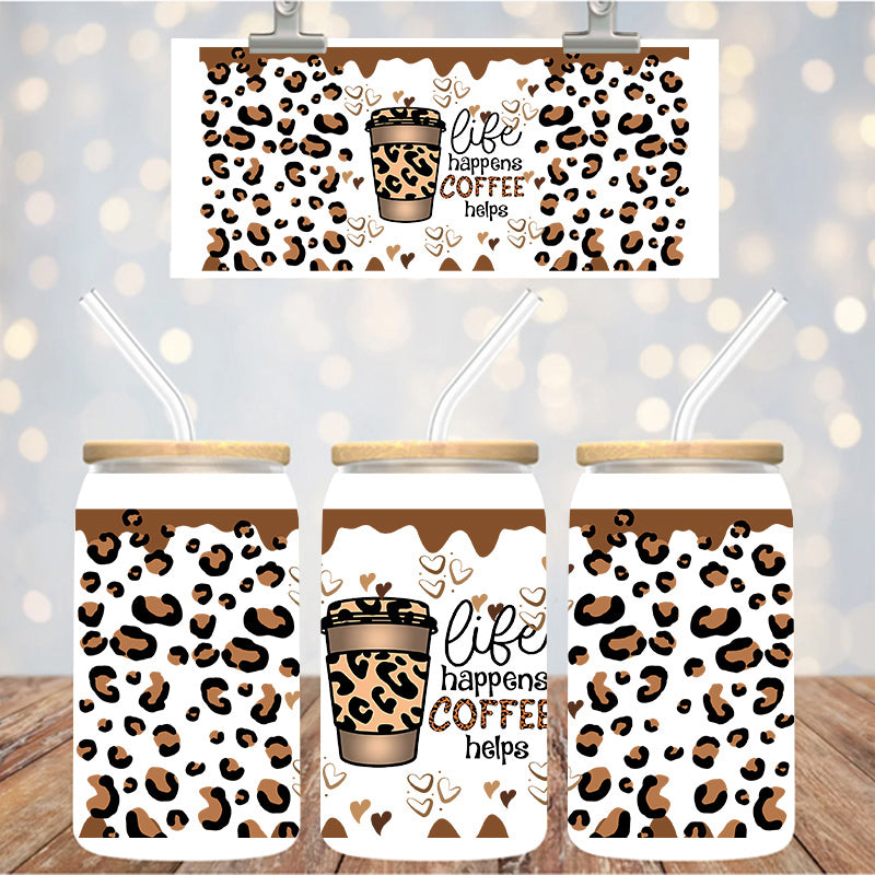 16 oz Uv Dtf Cup Wrap Life Happens Coffee Helps 1256