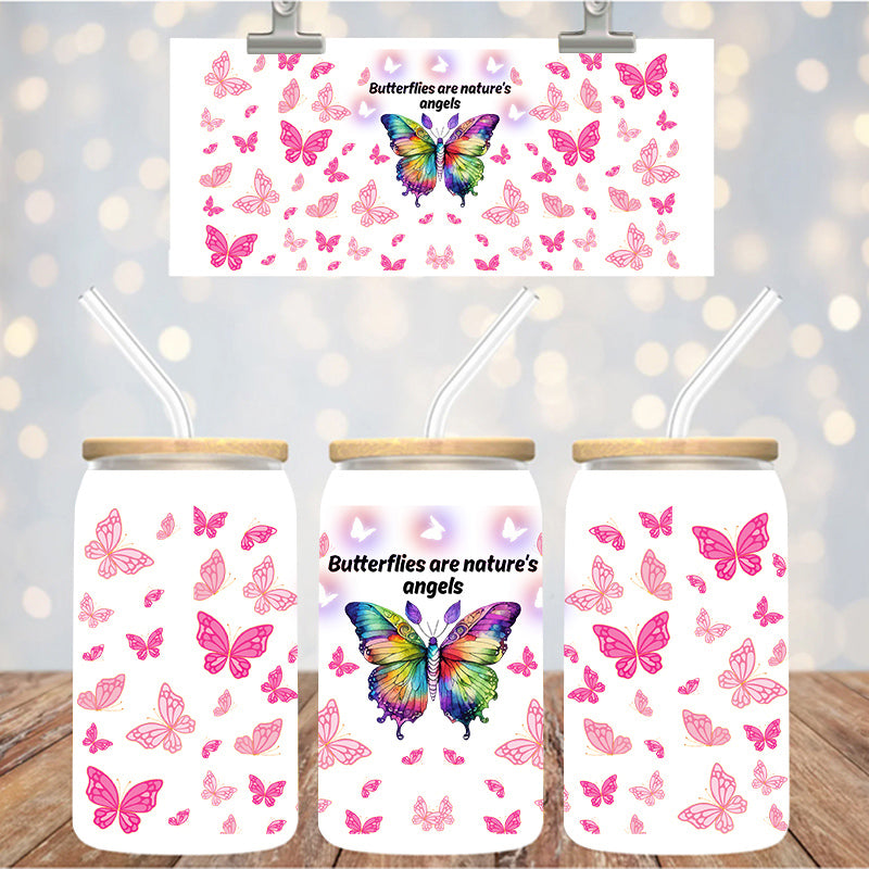 16 oz Uv Dtf Cup Wrap Butterflies are Natures Angels 1251