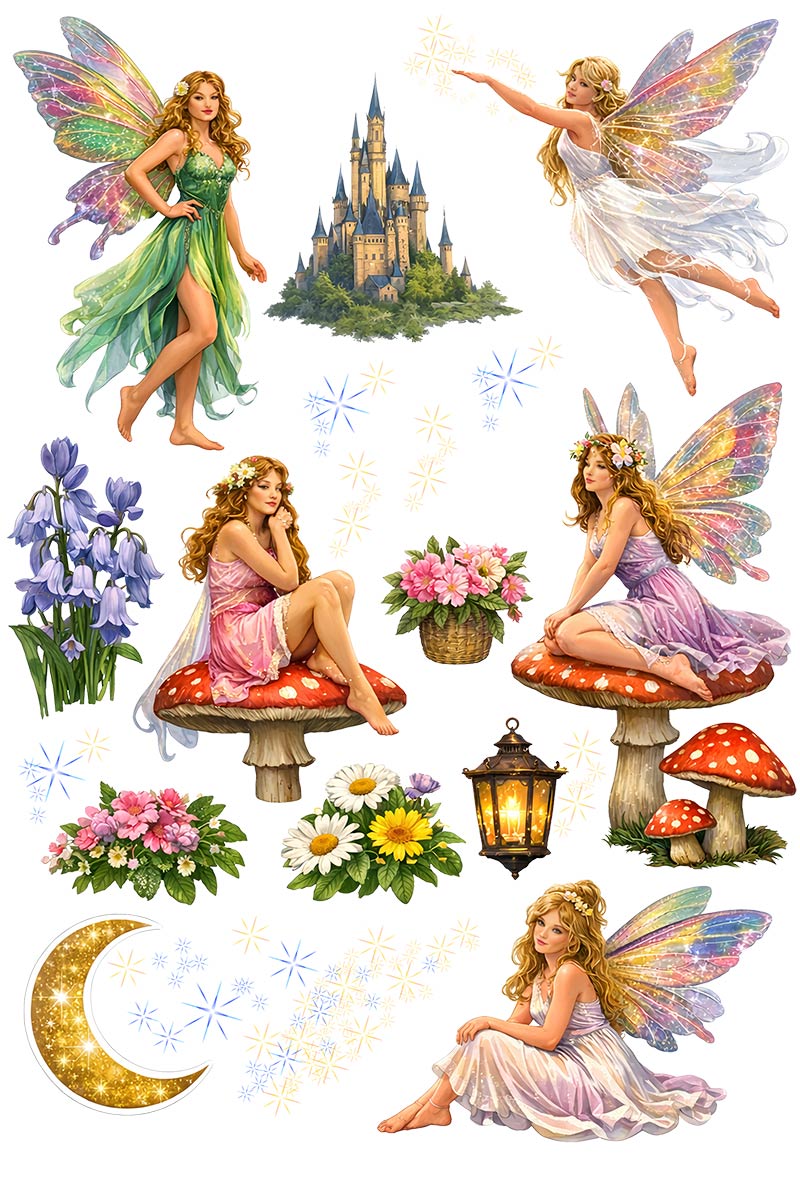 UVDTF 9.5 x 14 Element Sheet Enchanted Fairy Garden 940