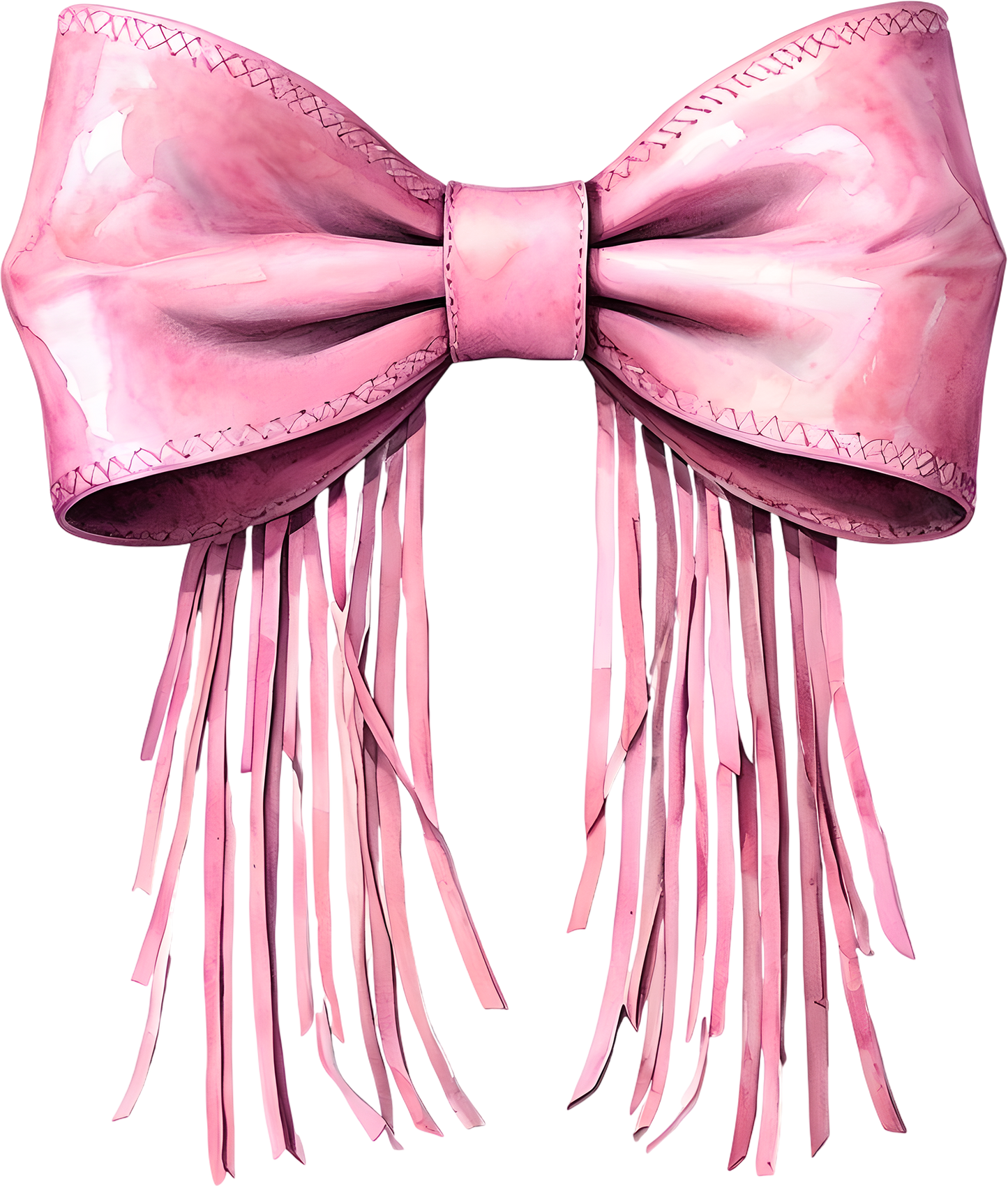 11" DTF Print Ready to Press Pink Fringe Bow 407