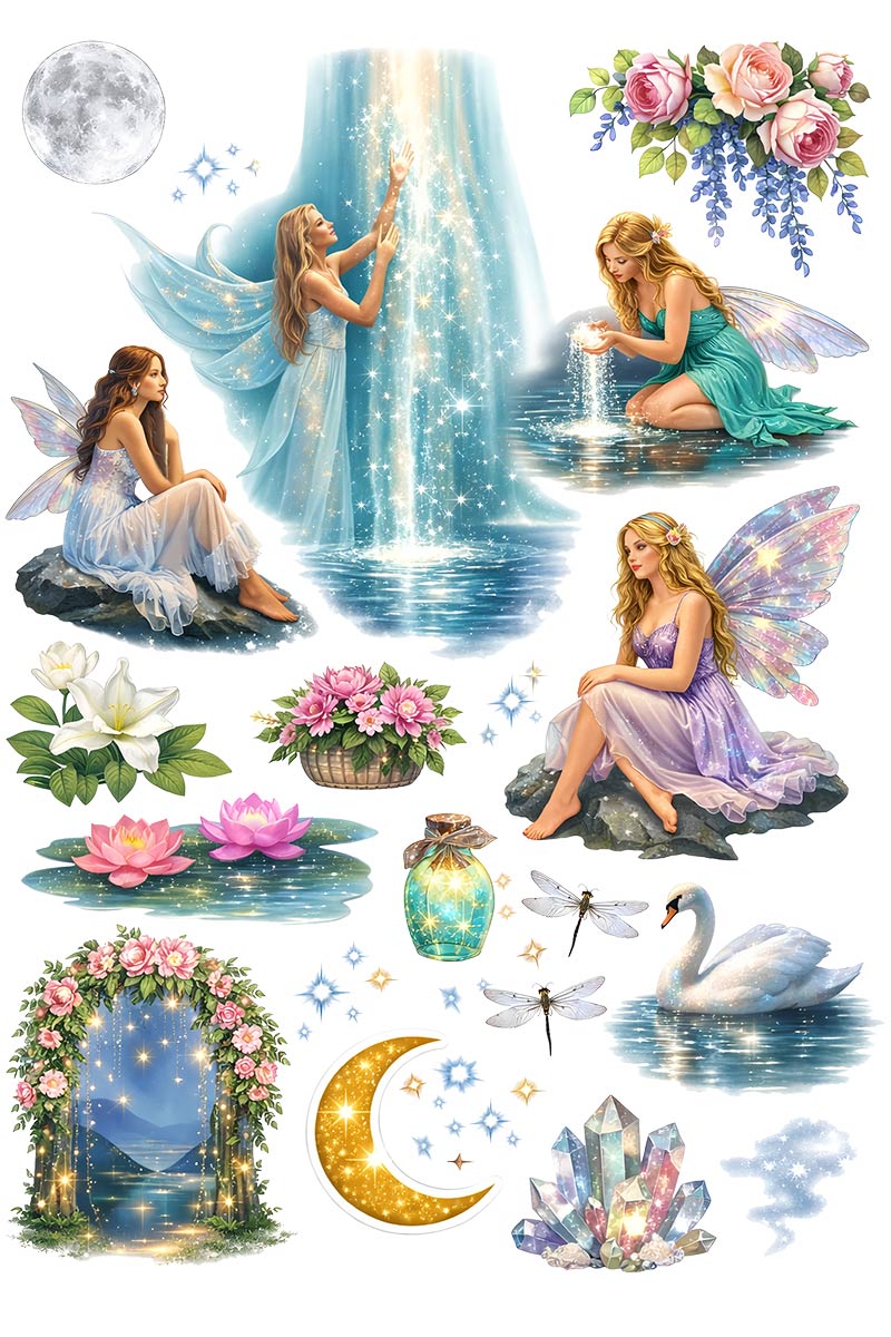 UVDTF 9.5 x 14 Element Sheet Fairy Moonlight Magic 937