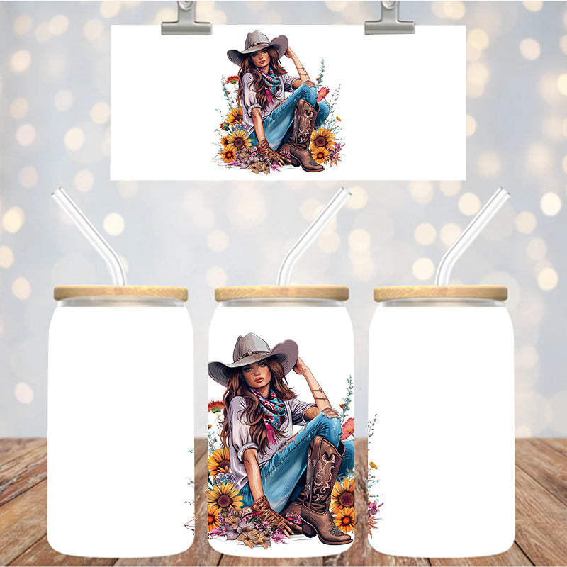 4" Decal Uvdtf Wrap Western Girl D116