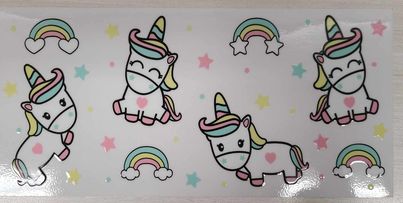 UV DTF 16 oz Cup Wrap Unicorns and rainbows 400