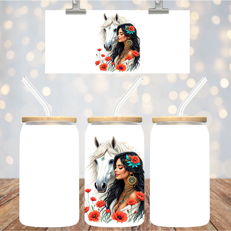 4" Decal Uvdtf Wrap Horse Girl D152