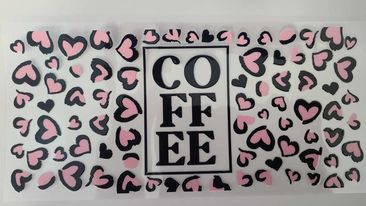 UV DTF 16 oz Cup Wrap Coffee Hearts 504