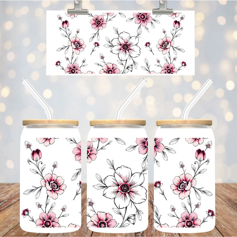 16 oz Uv Dtf Cup Wrap Floral 1313