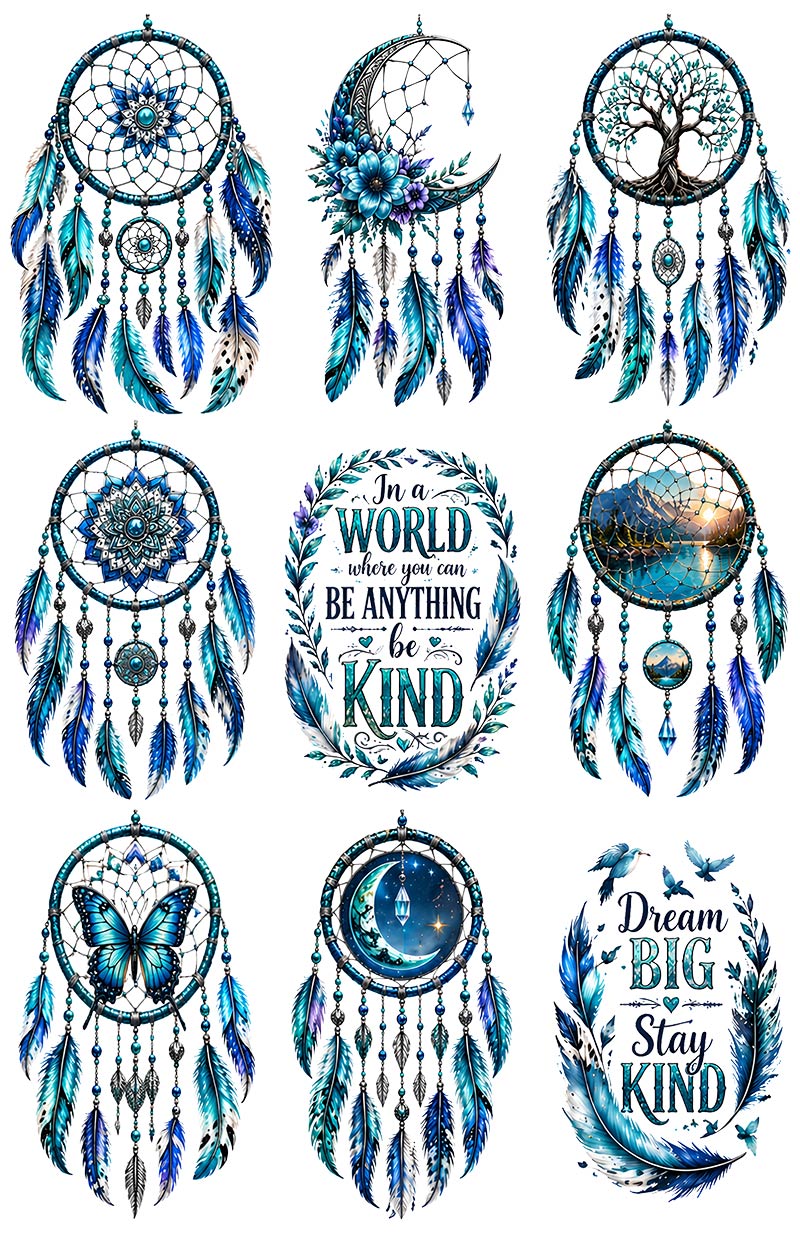 UVDTF 9.5 x 14 Element Sheet Blue Dreamcatchers 1045