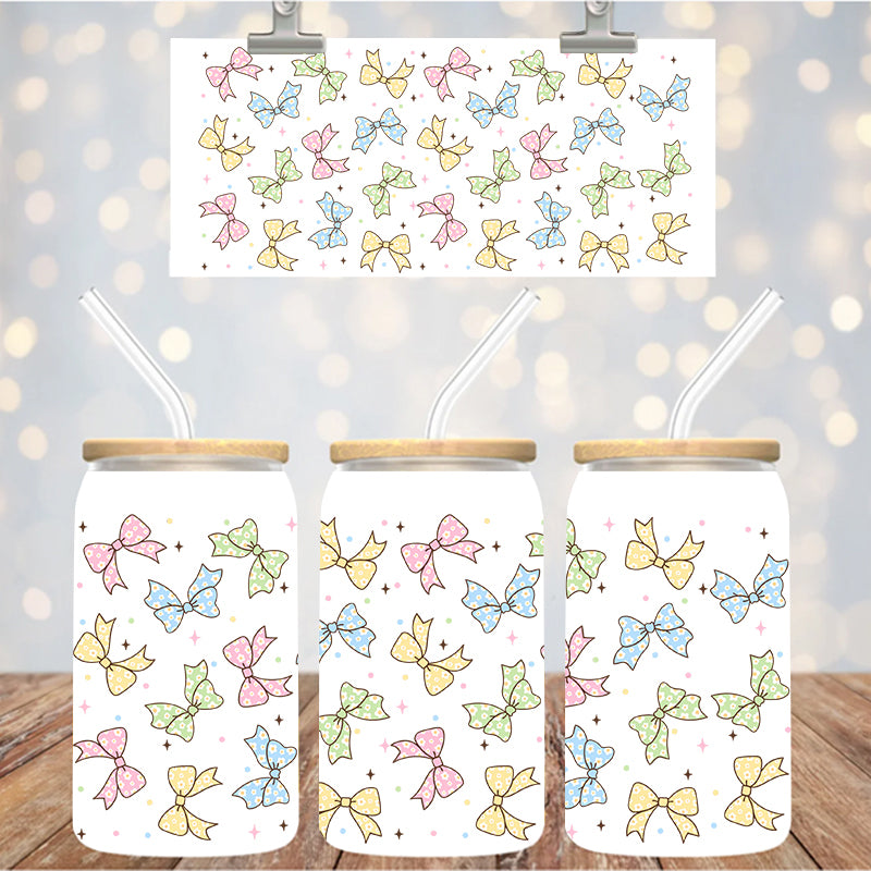 16 oz Uv Dtf Cup Wrap Pastel Bows 1219