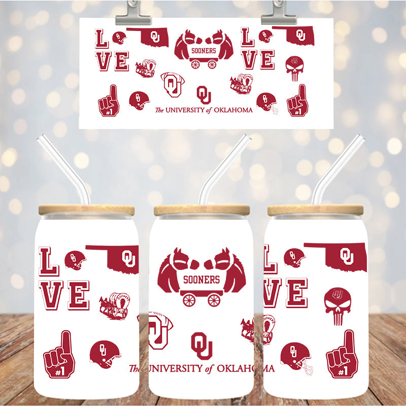 16 oz Uv Dtf Cup Wrap Sooners 1248