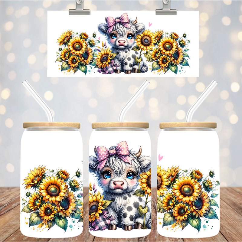 16 oz Uv Dtf Cup Wrap Cute Higland Cow 1239