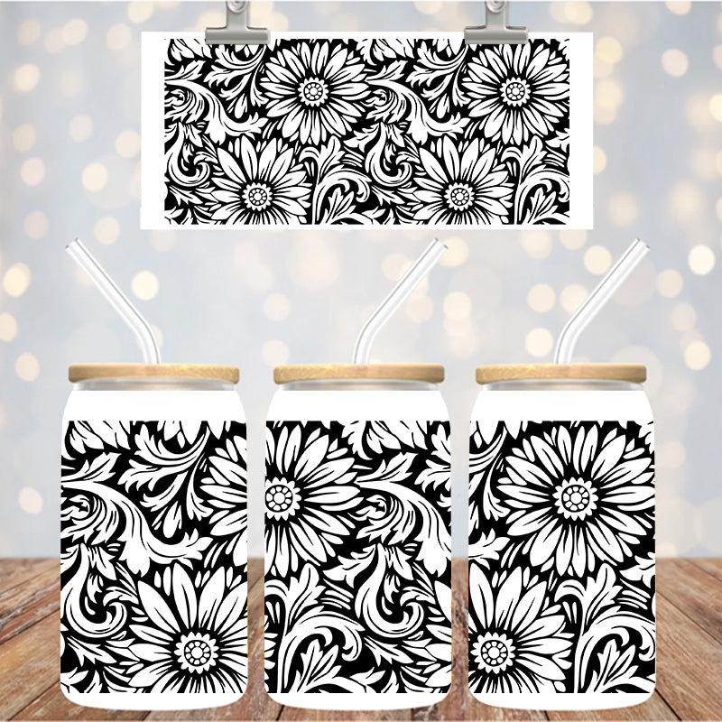 16 oz UvDtf Cup Wrap Tooled Leather Design 1344