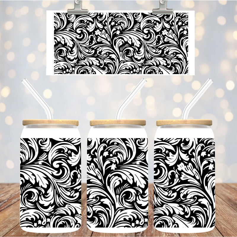 16 oz UvDtf Cup Wrap Tooled Leather Design 1340