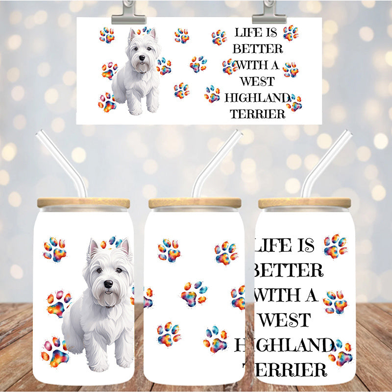 16 oz Uv Dtf Cup Wrap West higland Terrier 1329