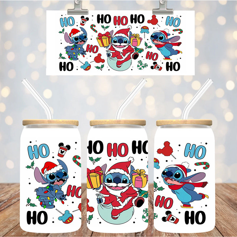 16 oz Uv Dtf Cup Wrap Blue Monster Christmas 1070