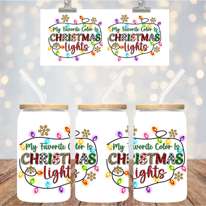 16 oz Uv Dtf Cup Wrap My Favorite color is Christmas Lights 1071