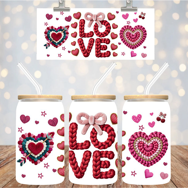 16 oz Uv Dtf Cup Wrap Faux Yarn LOVE 1224