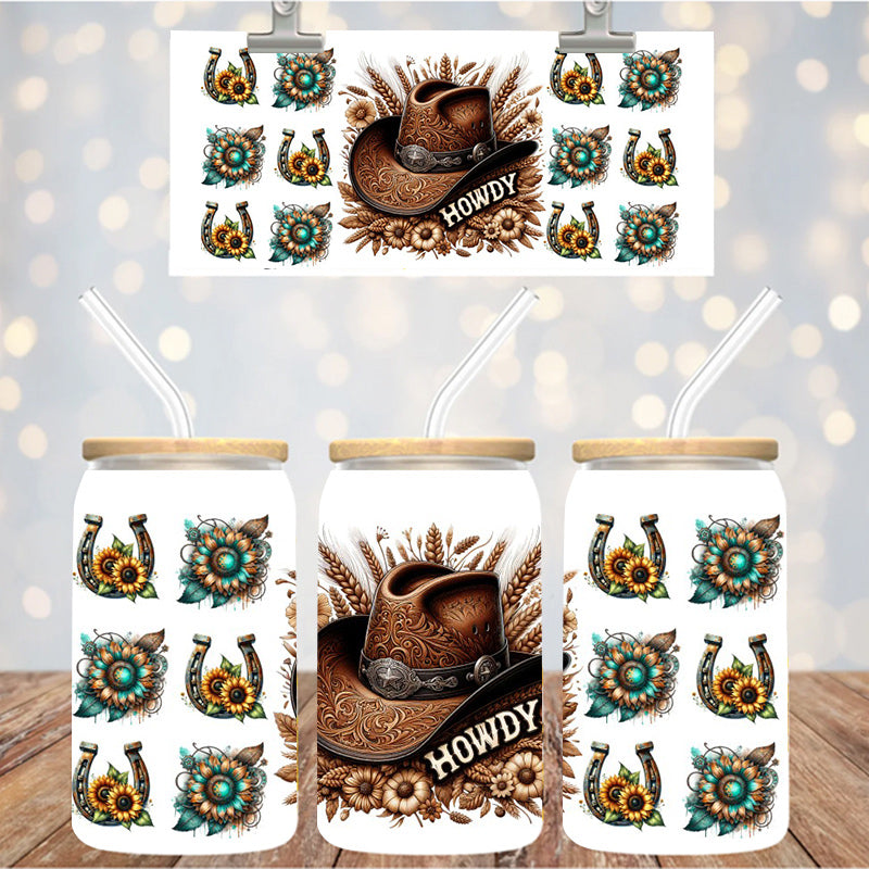 16 oz Uv Dtf Cup Wrap Western Howdy 1128