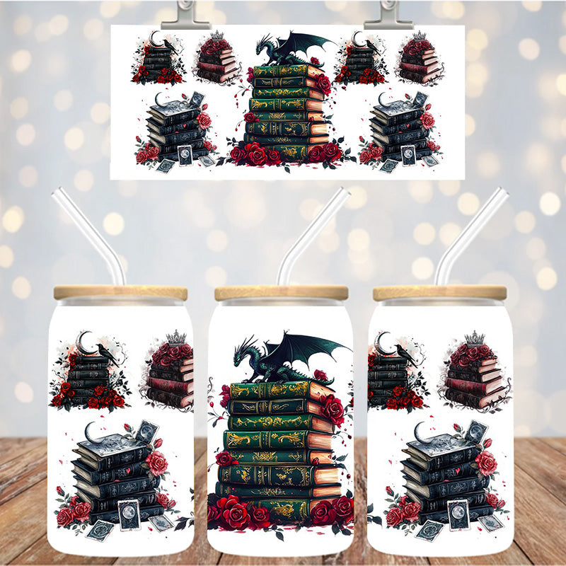 16 oz Uv Dtf Cup Wrap Books Dragon 1308