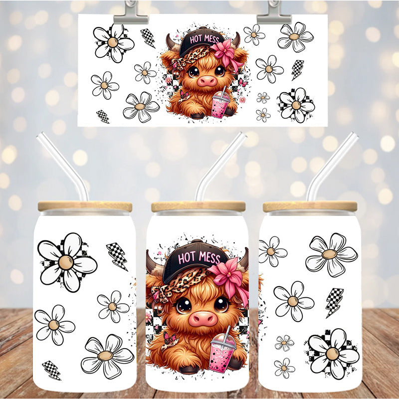 16 oz Uv Dtf Cup Wrap Hot Mess highland 1090