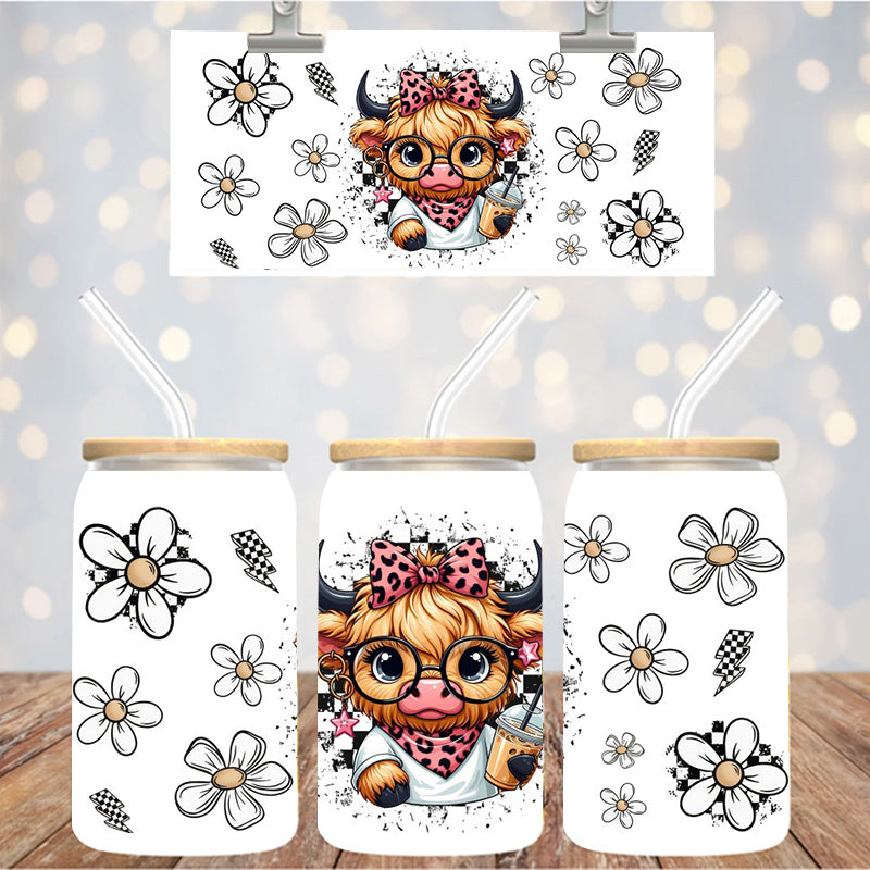 16 oz Uv Dtf Cup Wrap Cutte Highland With Glasses 1095