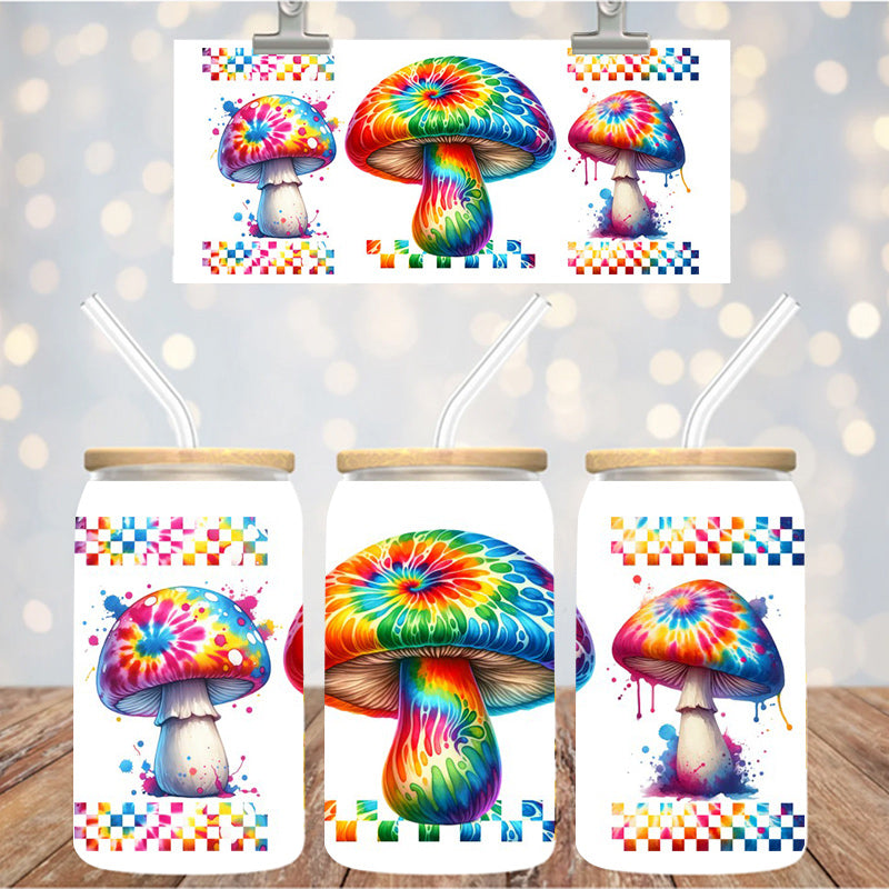 16 oz Uv Dtf Cup Wrap Colorful Mushrooms 1104