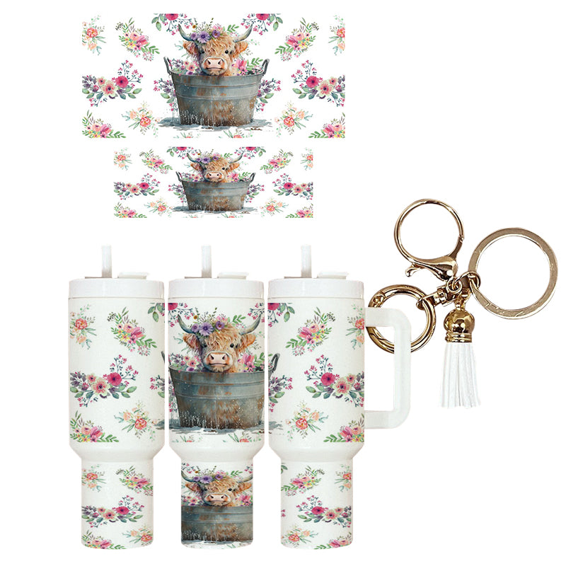 UVDTF Mini Tumbler Wrap Cute Cow in Bucket 4032