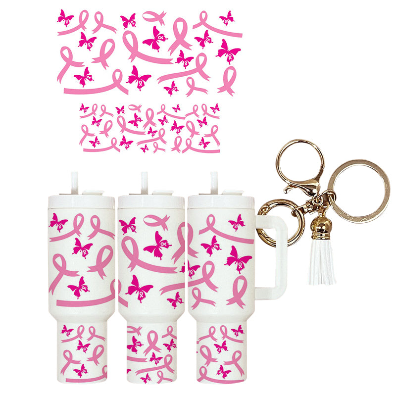 UVDTF Mini Tumbler Wrap Pink Ribbon 4030