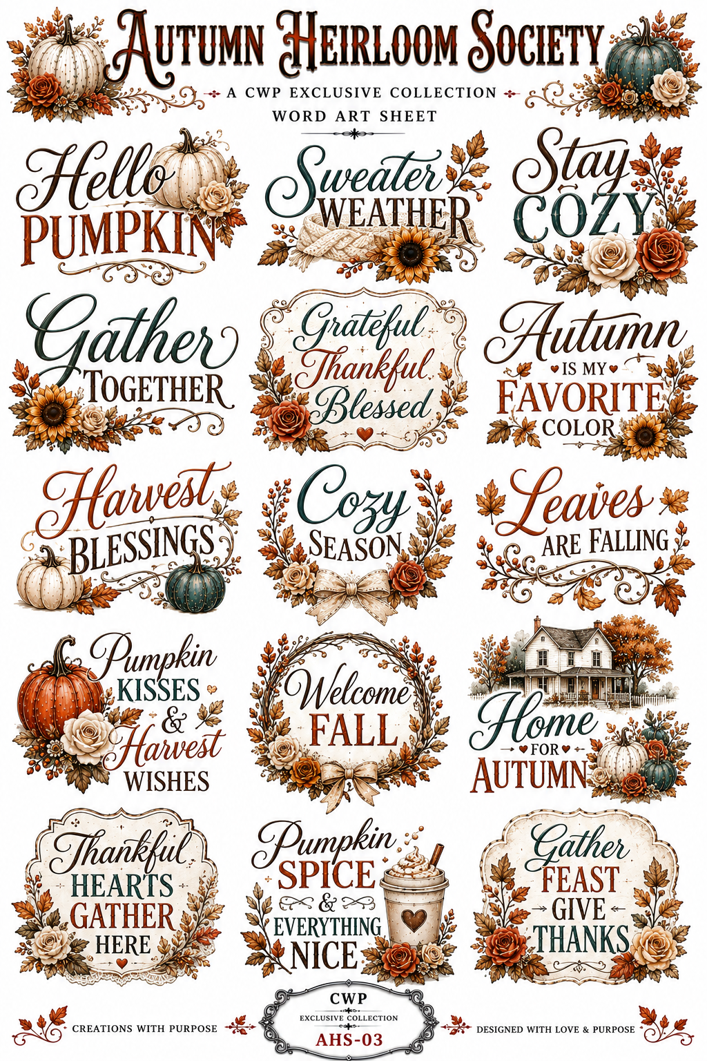 Autumn Heirloom Society | UVDTF 9.5 x14 Element Sheet
