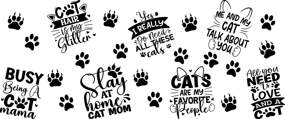 Uv Dtf 16 oz Cup Wrap Funny Cat Sayings 242
