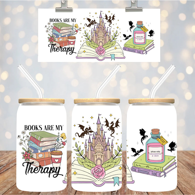 16 oz Uv Dtf Cup Wrap Books are my Therapy 41