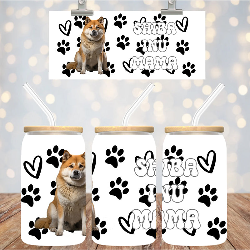 16 oz Uv Dtf Cup Wrap Shiba Inu Mama 929