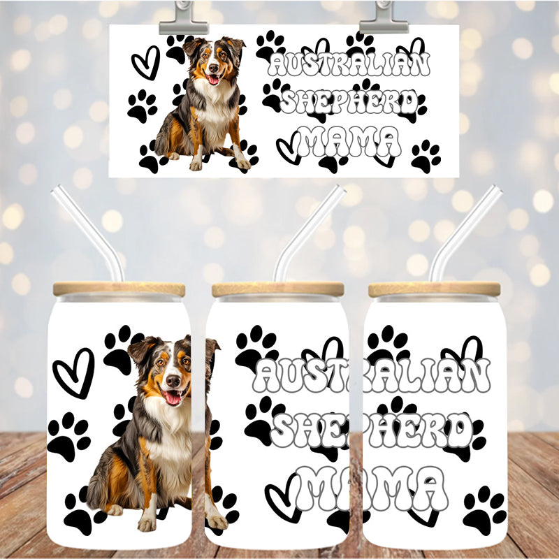 16 oz Uv Dtf Cup Wrap Australian Shepherd Mama 911