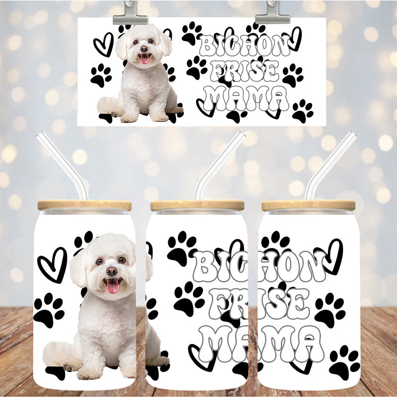 16 oz Uv Dtf Cup Wrap Bichon Frise Mama 946