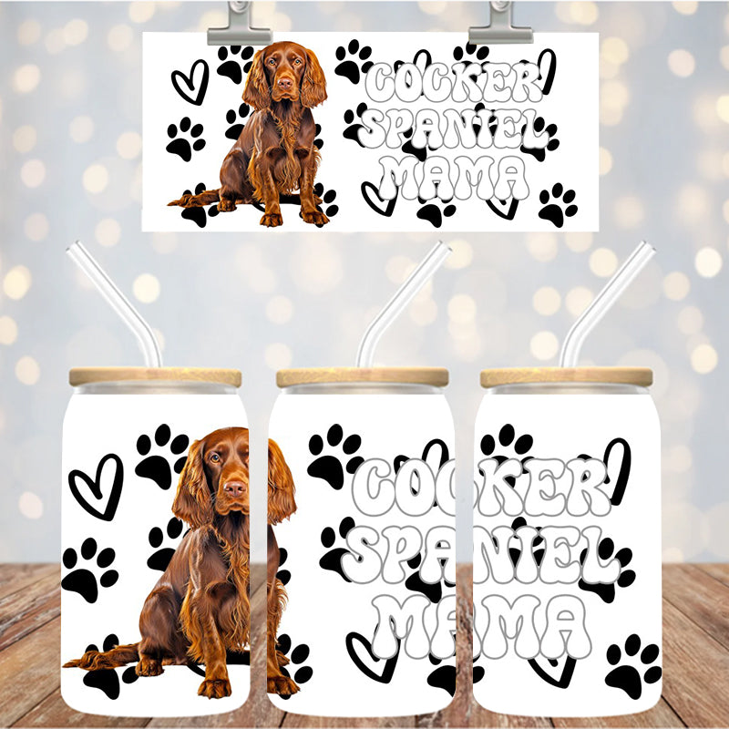 16 oz Uv Dtf Cup Wrap Cocker Spaniel Mama 944