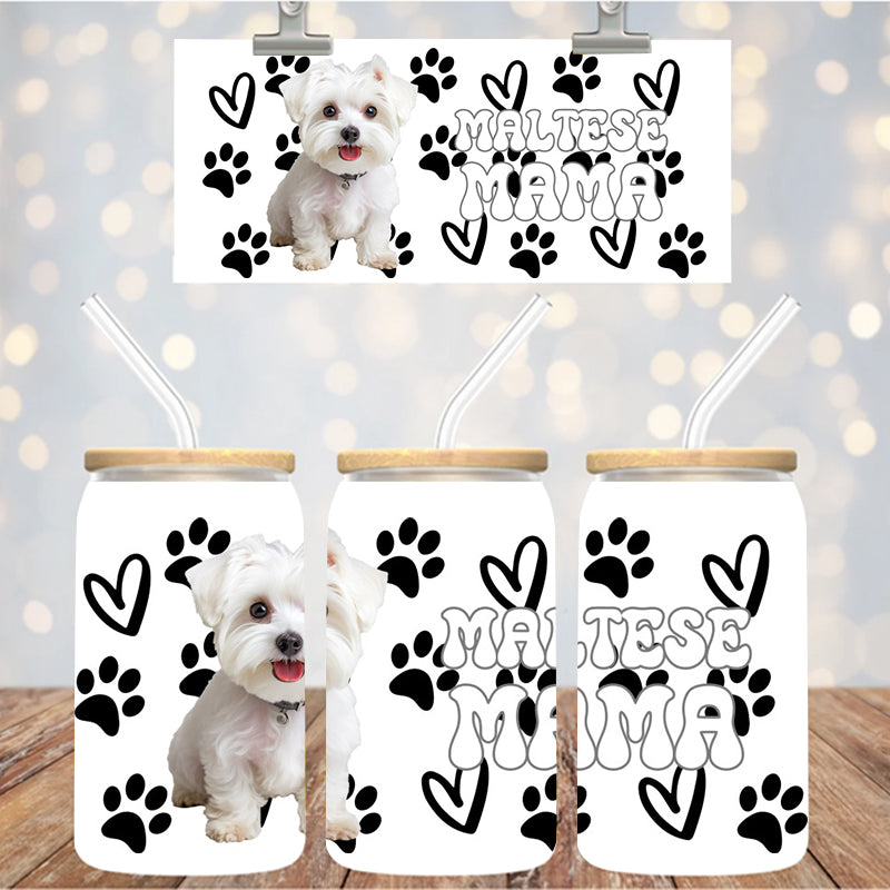 16 oz Uv Dtf Cup Wrap Maltese Mama 923