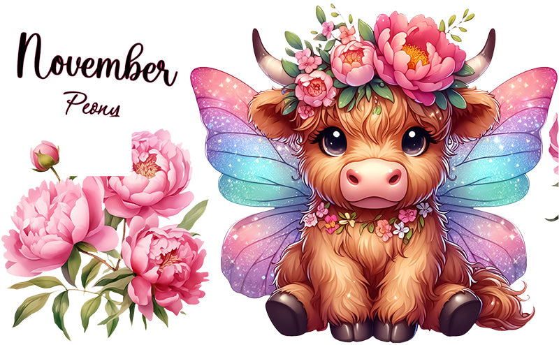 UVDTF Credit Card Skin Cute Cow November Peonis 5025