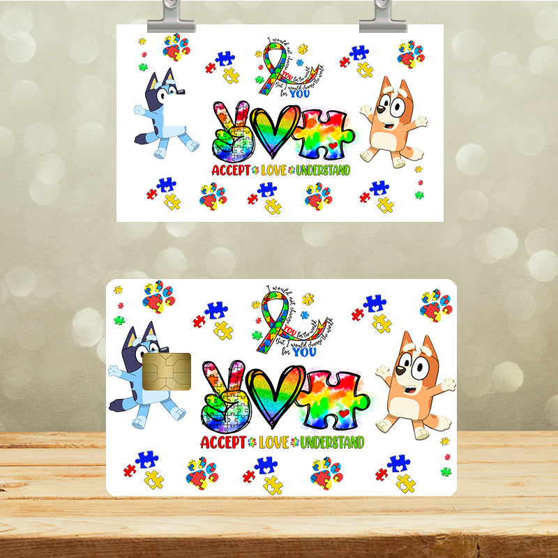 UVDTF Credit Card Skin Blue Dog Autism 5060