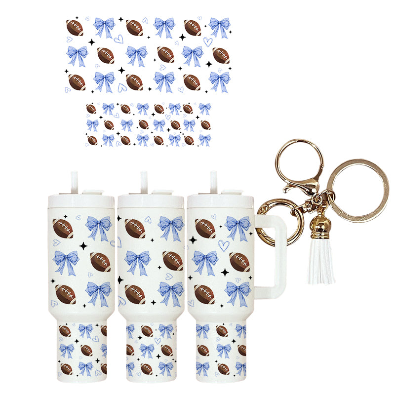 UVDTF Mini Tumbler Wrap Footballs Bows 4053