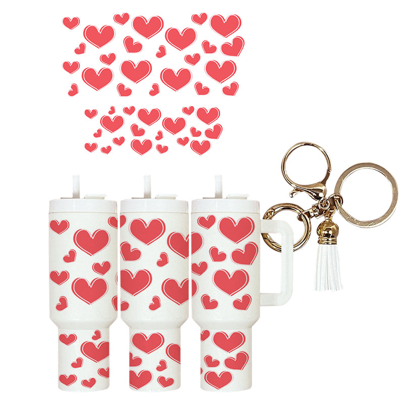 UVDTF Mini Tumbler Wrap Red Hearts 4034