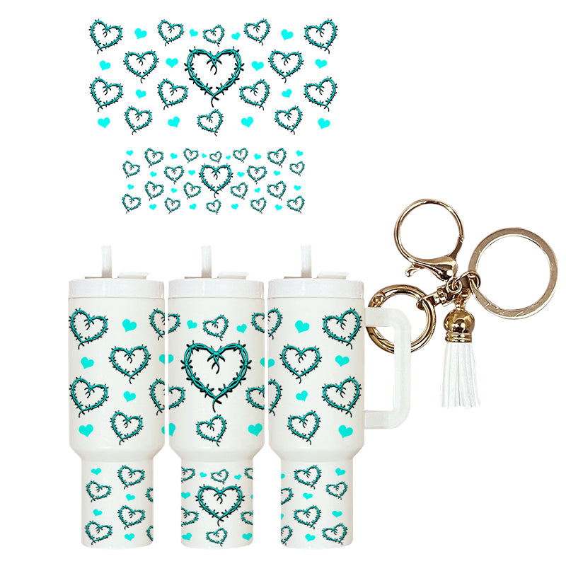 UVDTF Mini Tumbler Wrap Barbed Wire Hearts 4101