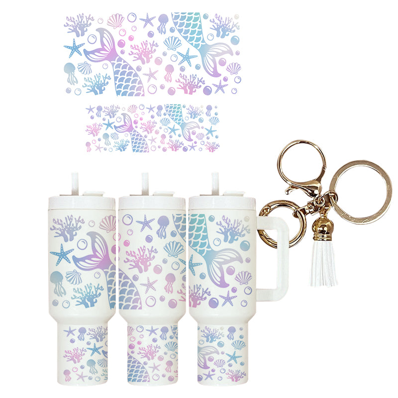 UVDTF Mini Tumbler Wrap Pastel Mermaid Tails 4075