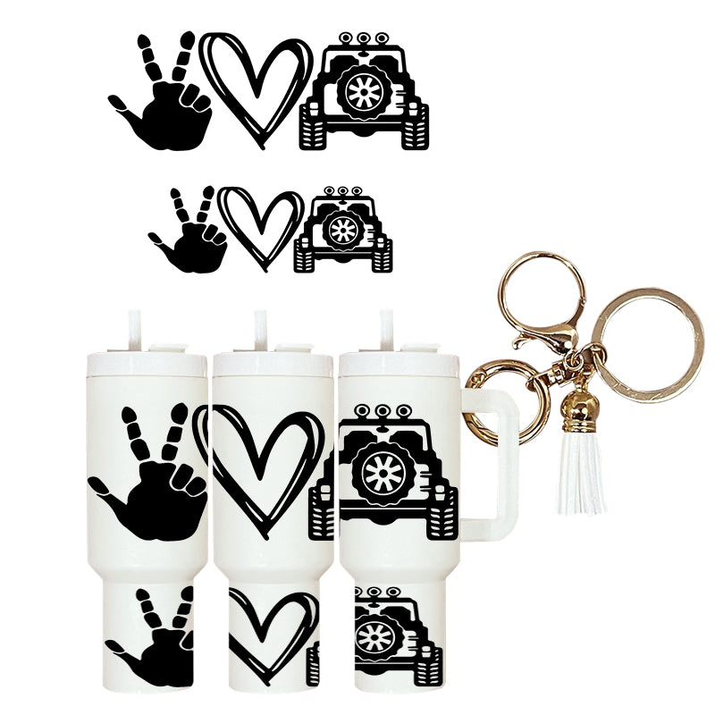 UVDTF Mini Tumbler Wrap Peace Love Jeep 4158
